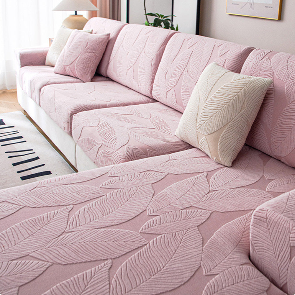 Junips | Modern Leaf Jacquard Waterproof Anti-Scratch Stretch Full Cover Sofa Cover
