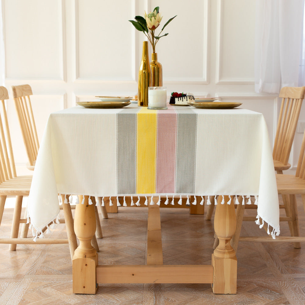 Junips | Waterproof Oil-resistant Rectangular Tablecloth Cotton Linen Wrinkle-resistant Tablecloth for Kitchen Dining Room Buffet Party