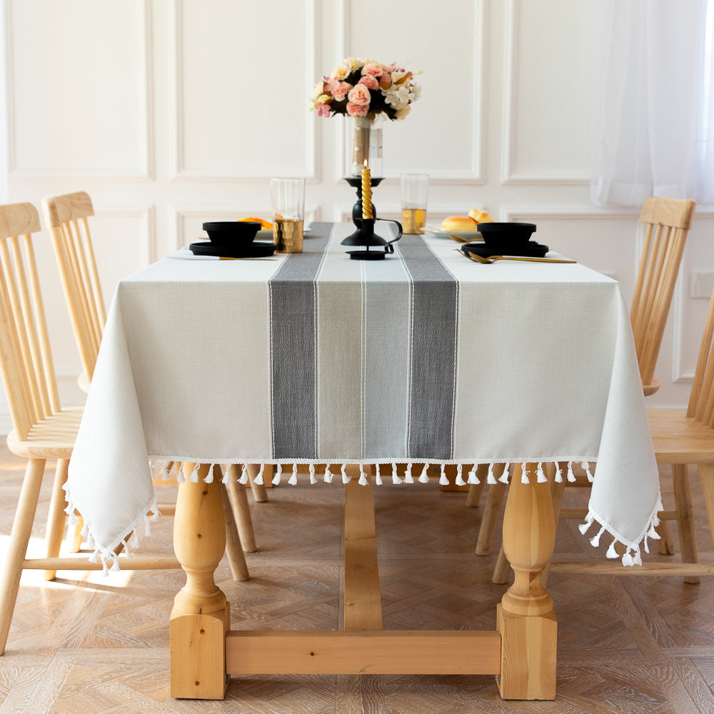 Junips | Waterproof Oil-resistant Rectangular Tablecloth Cotton Linen Wrinkle-resistant Tablecloth for Kitchen Dining Room Buffet Party