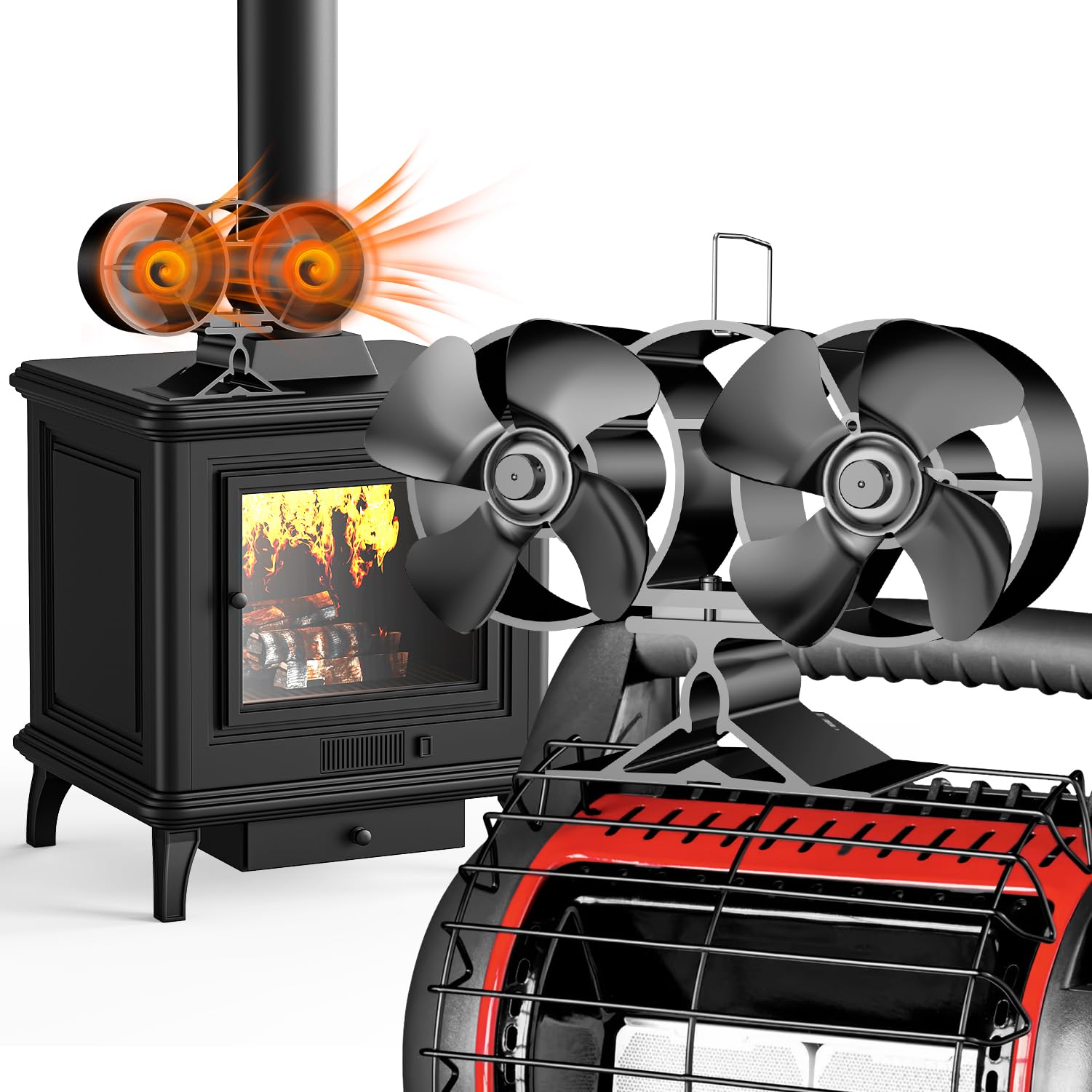 Junips | 4-Blade Stove and Fireplace Fan for Wood/Fireplace
