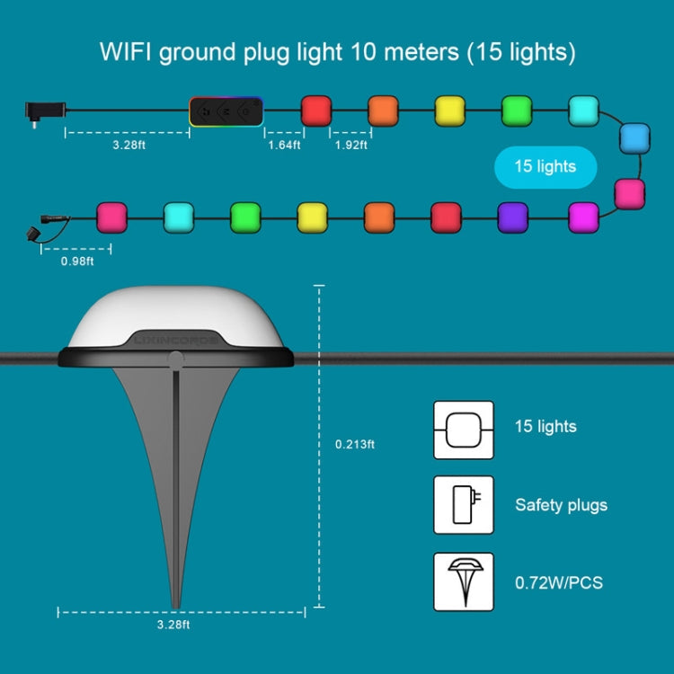 Junips | CP01 Outdoor WIFI Smart APP Control Garden Light Music Synchronization Outdoor Ground Lights (US Plug)