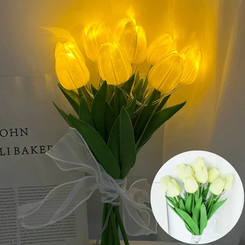 Junips | LED lamp with artificial tulip bouquet perfect for gifts or as wedding party home decorations