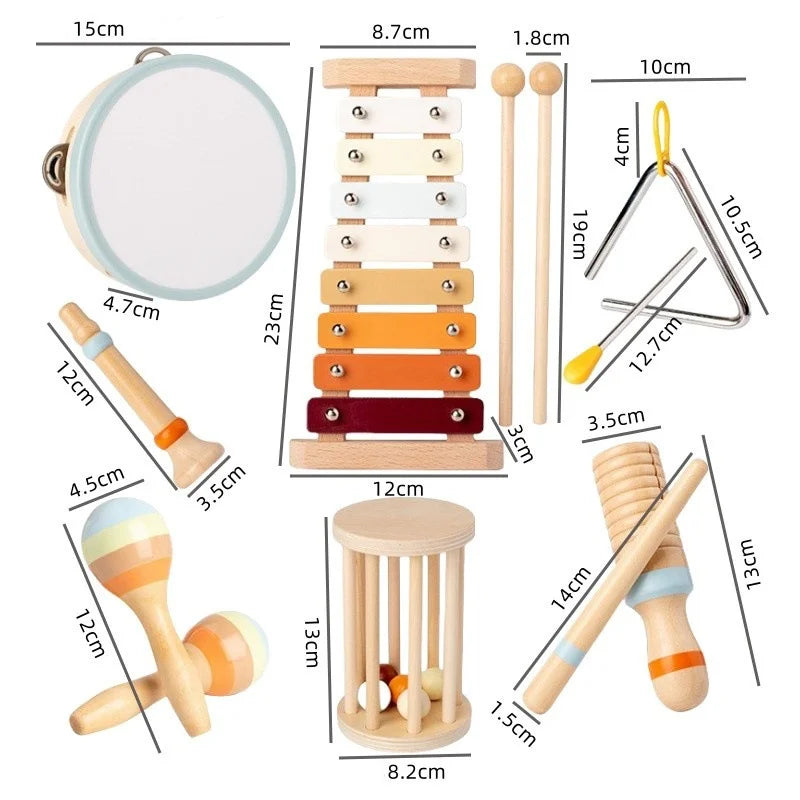 Junips | Wood Montessori Musical Instrument Set for Toddlers - Professionally Tuned Xylophone, Maracas and more - Educational Gift for Preschoolers