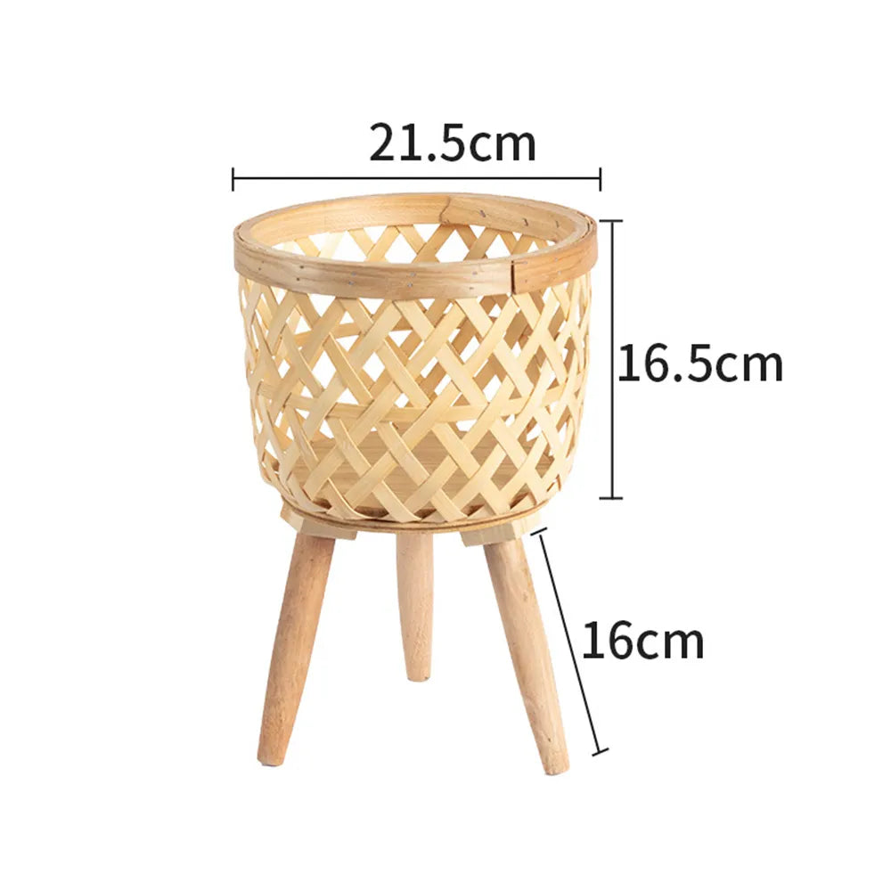 Junips | Handcrafted Bamboo Woven Flower Pot with Stand Plant Flower Display Storage Stand DIY Storage Children's Plant Pots Home Decor
