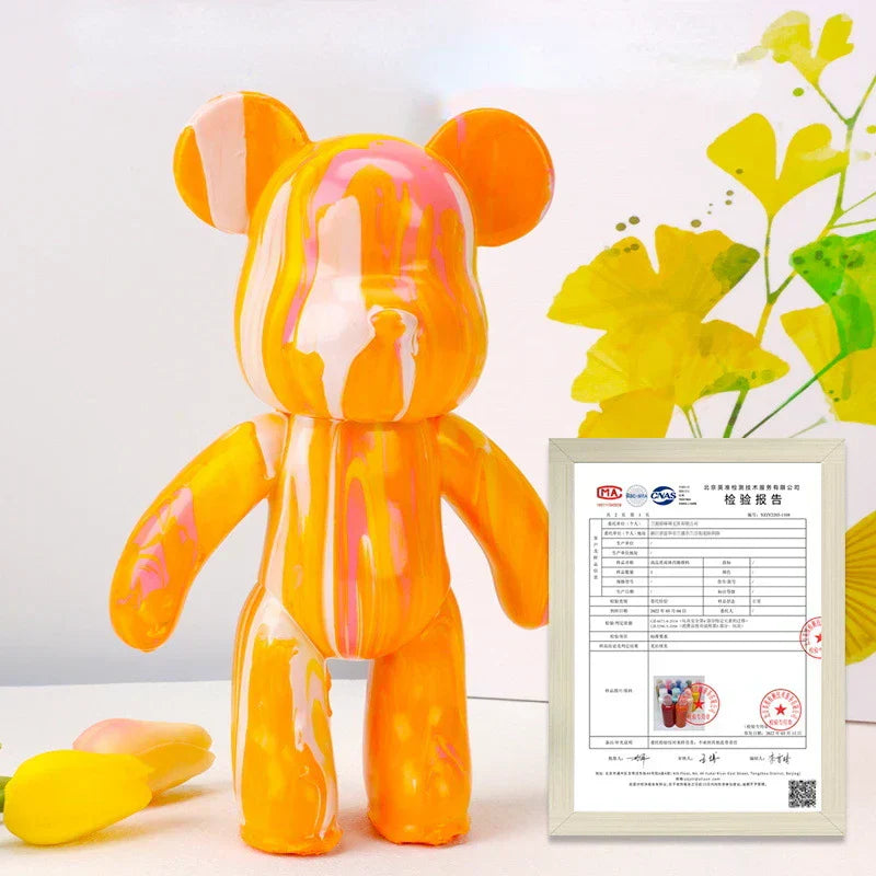 Junips | Graffiti Painted Fluid Violent Bear White Body Ornaments DIY Handmade Personalized Model Home Desktop Decoration Accessories New