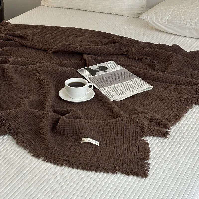 Junips | Solid color cotton sofa blanket