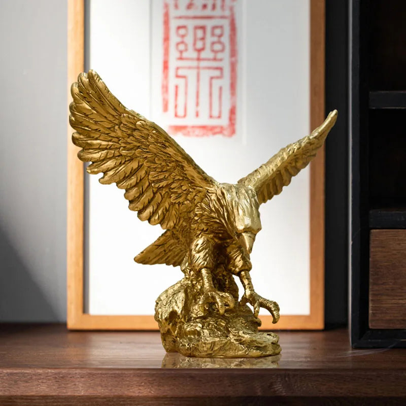 Junips | Resin Golden Eagle Statue Art Animal Model Collection Ornament Home Office Desk Feng Shui Decor Figures simple