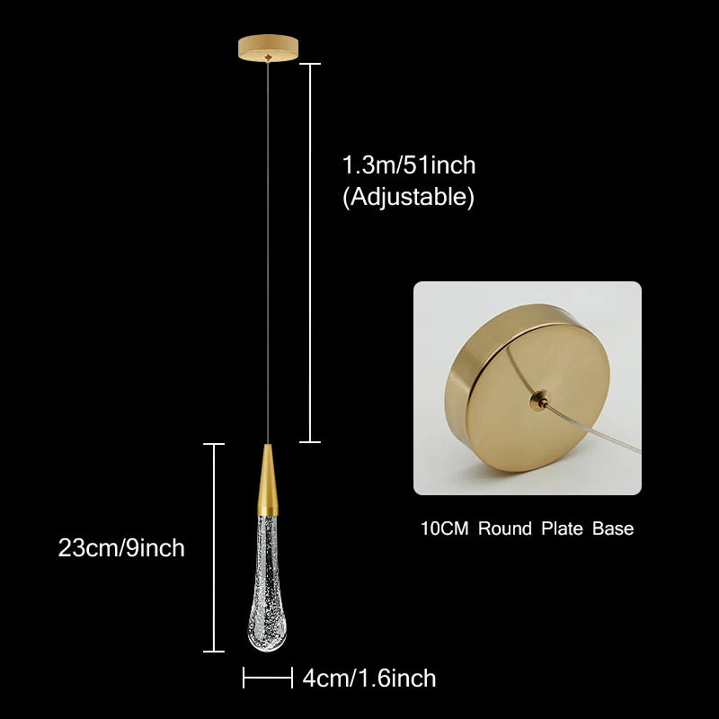 Junips | Crystal LED Pendant Lights: Perfect for Bedroom, Dining Room, Bar - Water Drop Chandelier, Stair Lamp for Interior Decoration