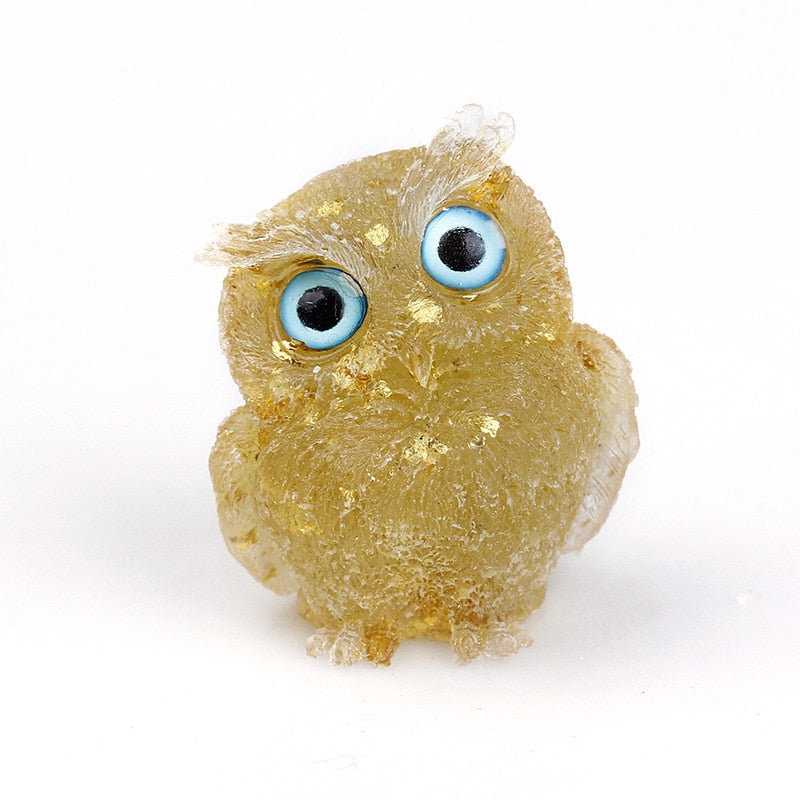 Junips | Natural Crystal Owl Figurine: Handmade Collector's Item