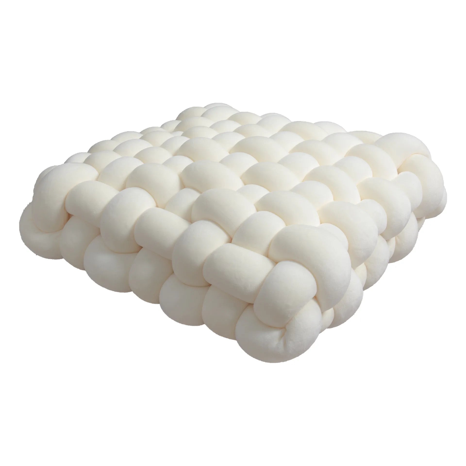 Junips | Living Room Soft Plush Knot Pillow Sofa Pillow Solid Color Square Handwoven Home Throw Pillow Square Woven Seat Cushion Pillow