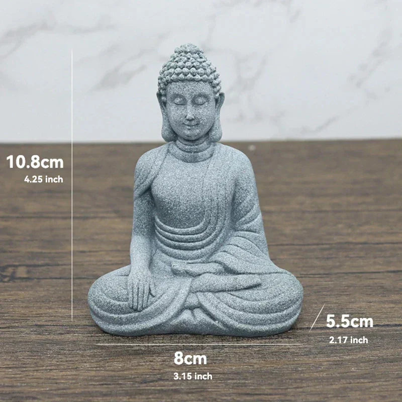 Junips | Buddha Stone Statue Small Buddhist Monks Tibetan Buddhism Figures Zen Garden Ornament Meditation Home Aquarium Decoration