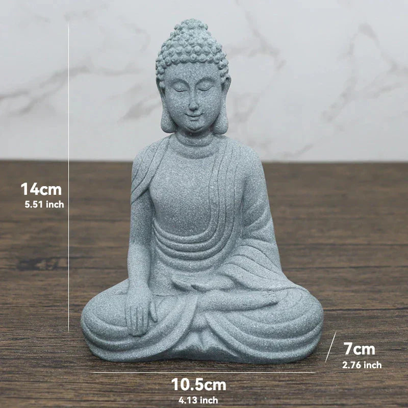 Junips | Buddha Stone Statue Small Buddhist Monks Tibetan Buddhism Figures Zen Garden Ornament Meditation Home Aquarium Decoration