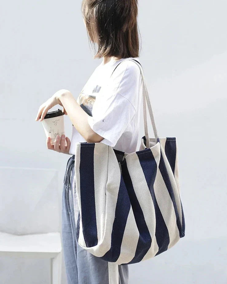 Junips | Striped linen tote bag