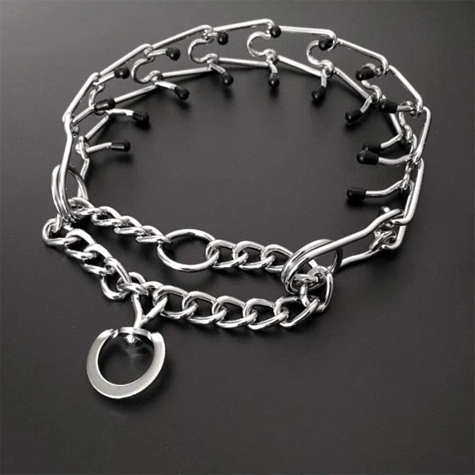 Junips | Dog Prong Collar Model B | Chrome-Plated Steel with Rubber-Tipped Prongs | Adjustable Anti-Pull Training Hardware | High-Tensile Linkage System | Multiple Size Variants