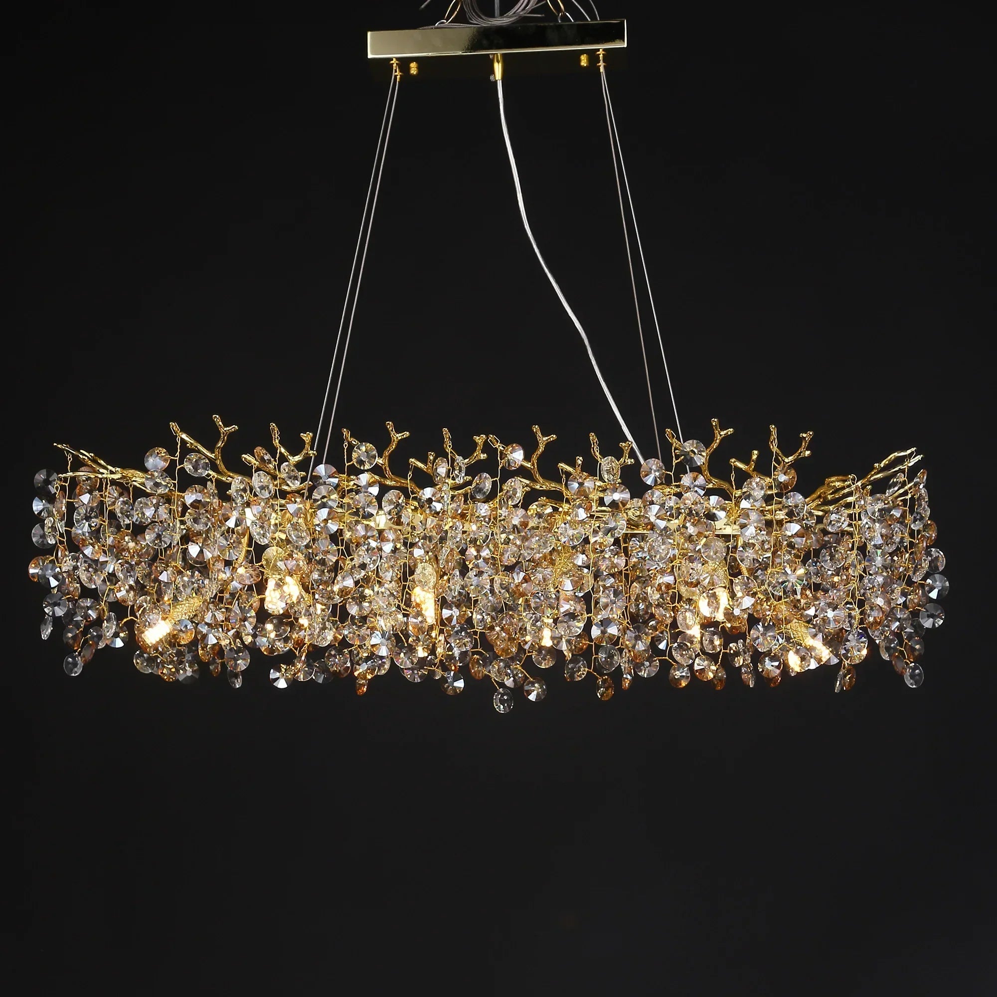 Junips | Long Crystal Pendant Chandelier | Nordic LED Island Light with Remote Control (G9)