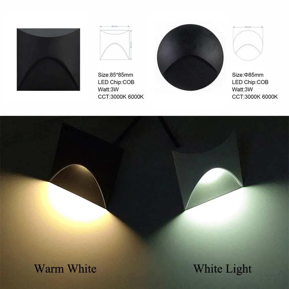 Junips | Modern waterproof IP65 LED recessed wall lamp for outdoor lighting - 3W embedded step & staircase balcony portal light