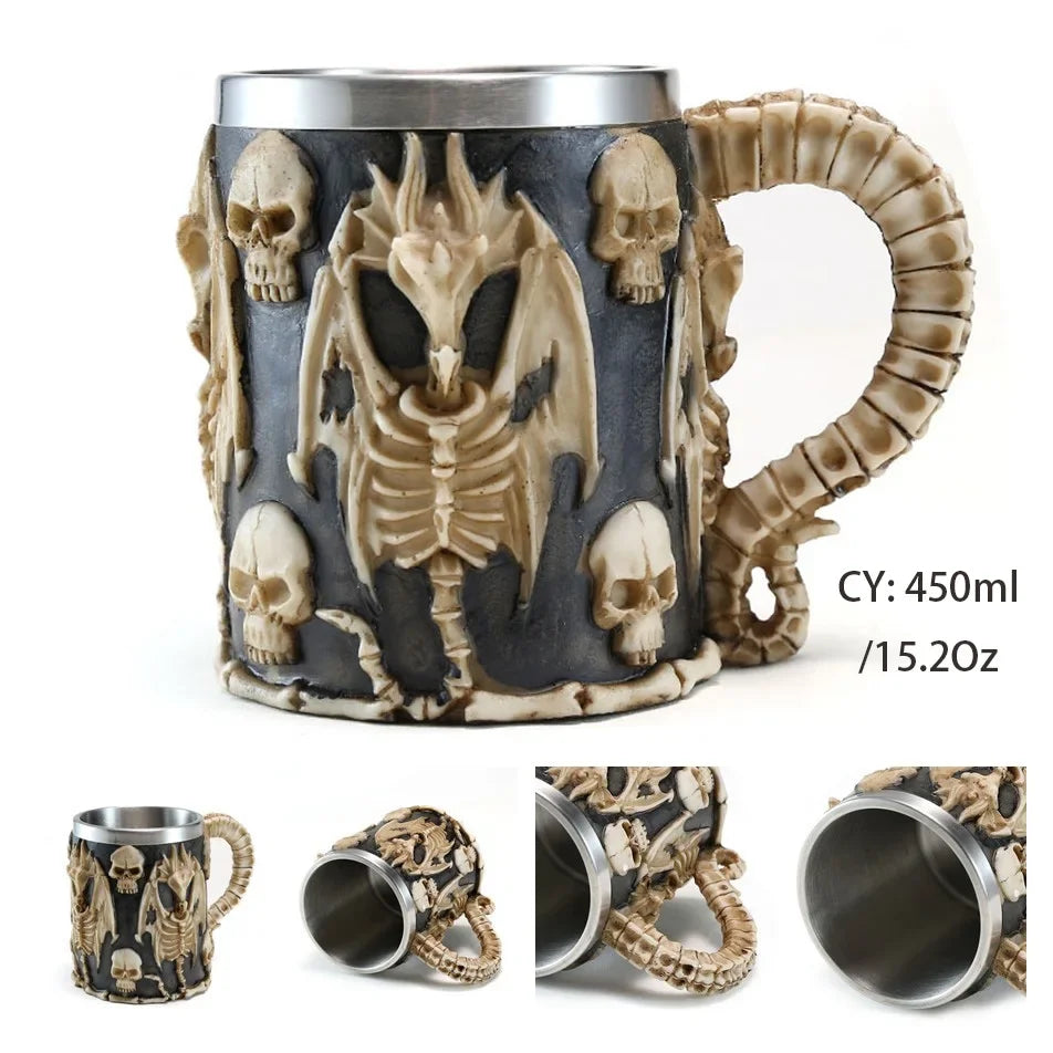 Junips | Medieval Dragon Resin Stainless Steel Mug as Coffee Mug or Tea Mug