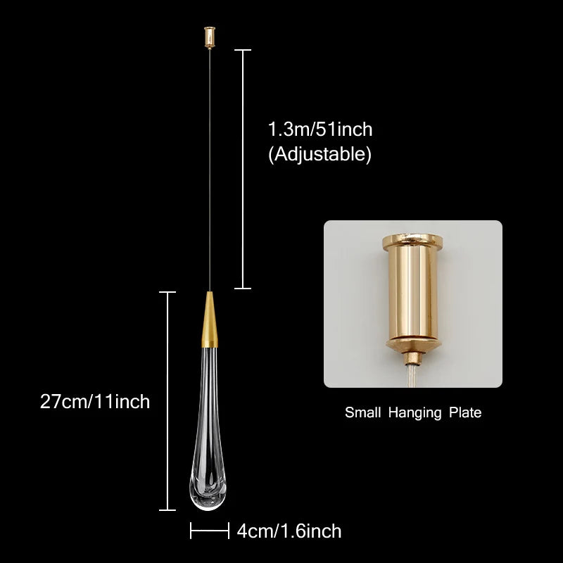 Junips | Crystal LED Pendant Lights: Perfect for Bedroom, Dining Room, Bar - Water Drop Chandelier, Stair Lamp for Interior Decoration