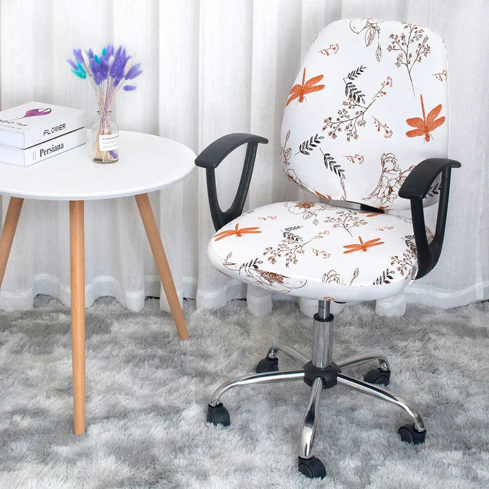 Junips | 2-piece Split Office Rose Chair Covers
