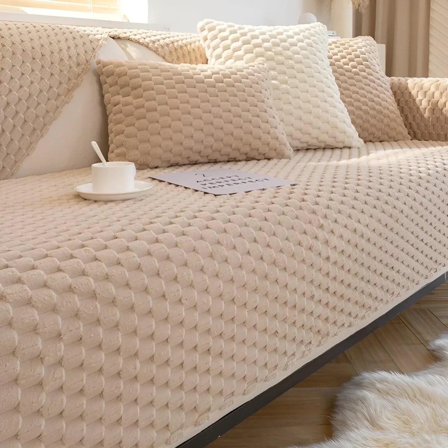 Junips | Luxurious velvet sofa cover with textured pattern