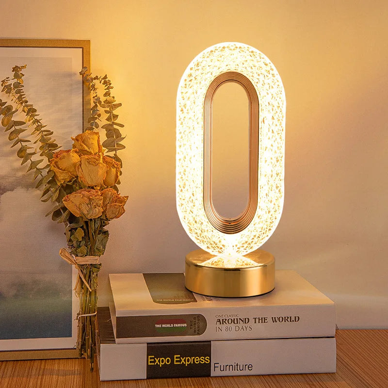 Junips | Crystal LED Table Lamp: Dimmable, USB Charging, Touch & Remote Control