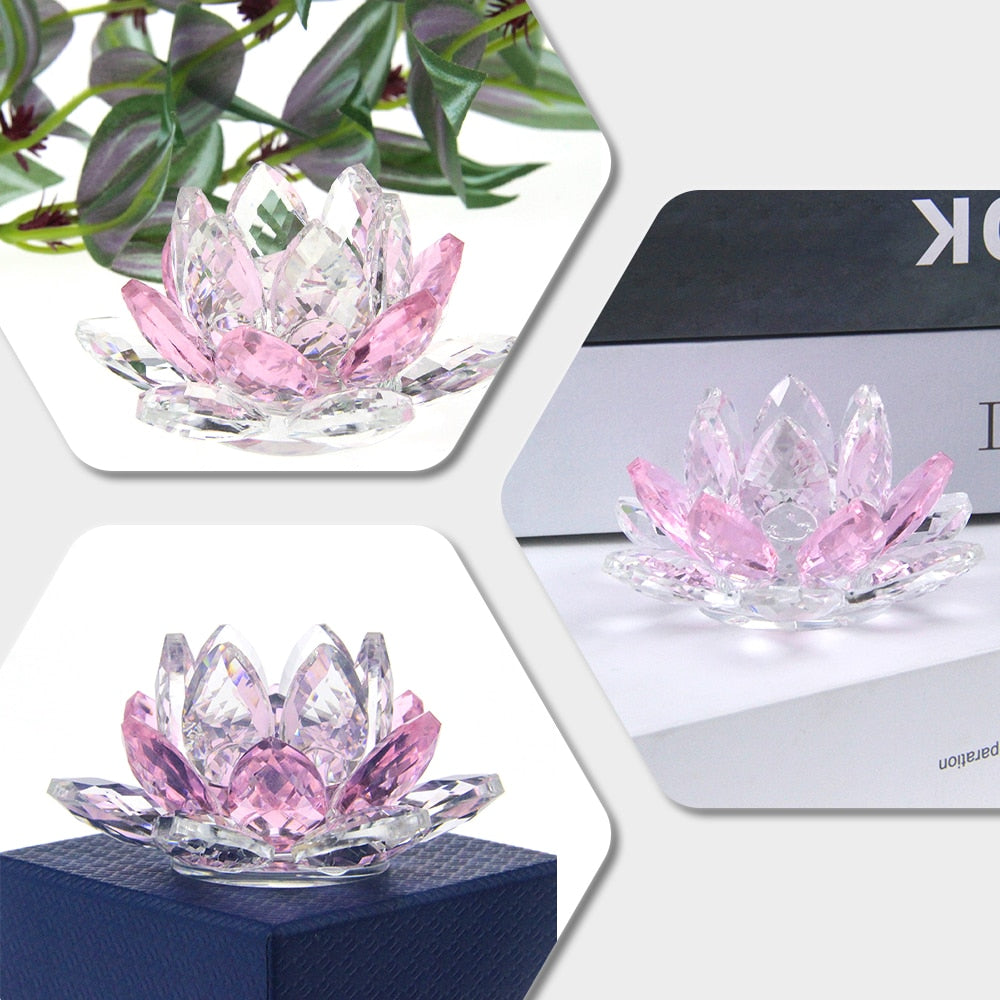 Junips | Crystal Lotus Flower Craft Glass Paperweight Home Decoration Ornaments Figures Home Wedding Party Decor Gifts Souvenir