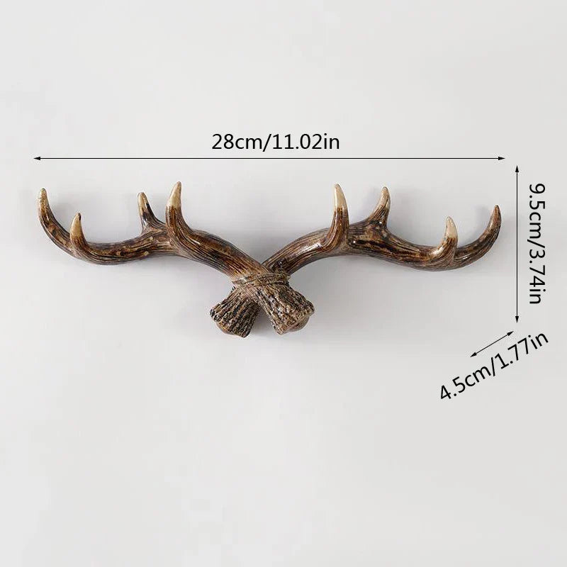 Junips | Nordic Vintage Antler Decorative Hooks Wall Hanging Clothes and Hats Hooks High-Quality Home Decor Antler Resin Statue Craft