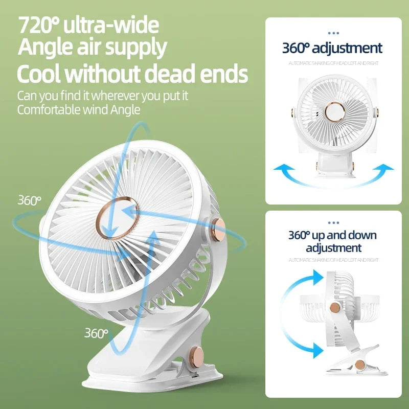 Junips | Multi-Angle Outdoor Clip-On Rechargeable Cooling Fan
