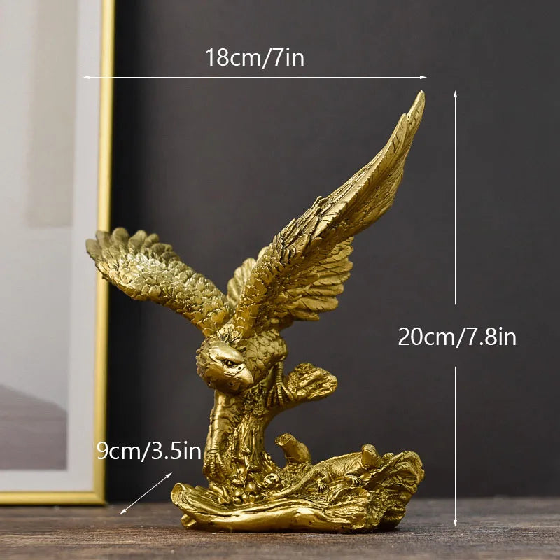 Junips | Resin Golden Eagle Statue Art Animal Model Collection Ornament Home Office Desk Feng Shui Decor Figures simple