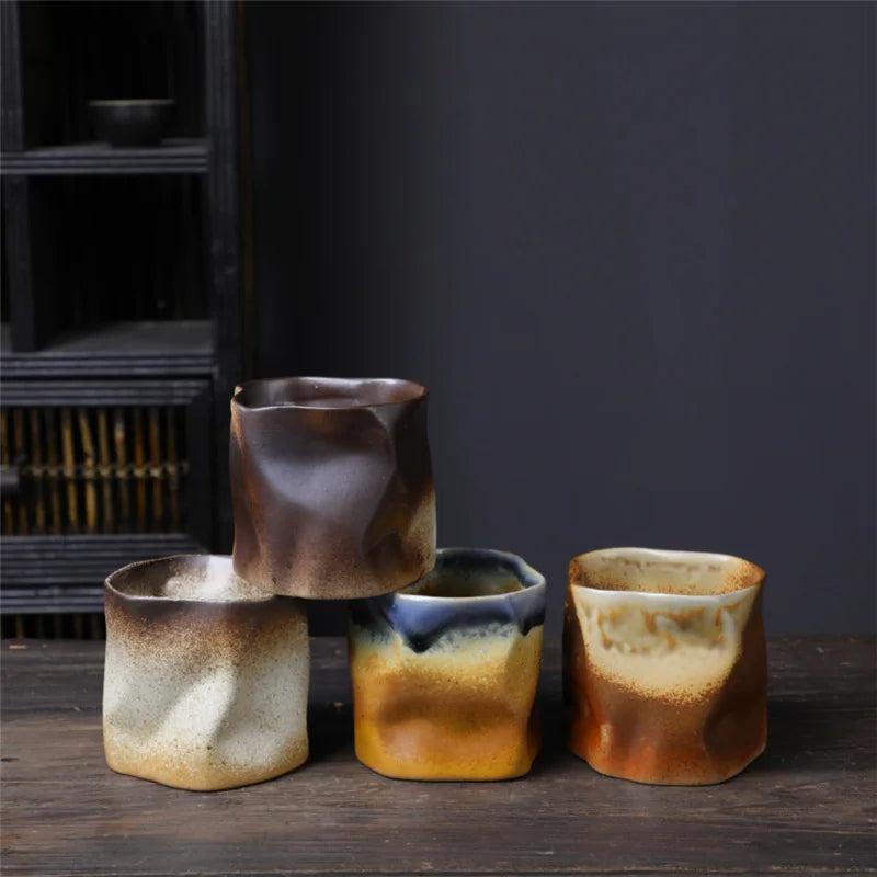 Junips | Irregular twisted shape cup 9.47 ounces/280 ml ceramic coffee tea cup without handle polychromatic creative ceramic mugs coffee mugs retro