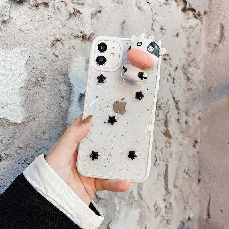 Junips | Glowing Cow 3D Transparent iPhone Case