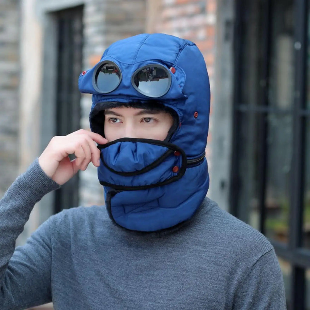 Junips | Polar Vision Thermo Windproof Face Covering Beanie | Integrated Optical Shield & Face Guard | High-Density Thermal Fleece Lining | 52-58cm Universal Stretch Fit | Wind-Resistant Winter Headwear