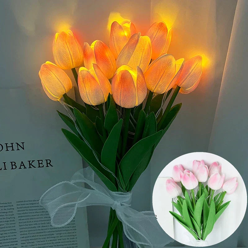 Junips | LED lamp with artificial tulip bouquet perfect for gifts or as wedding party home decorations