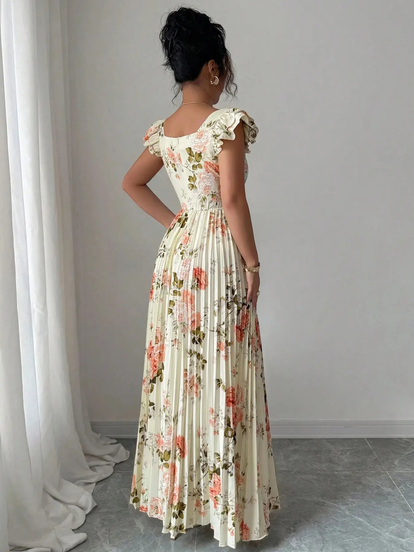 Ruched Printed Slim Cami Dress Versatile Chic Must-have for Daily & Travel Outfits