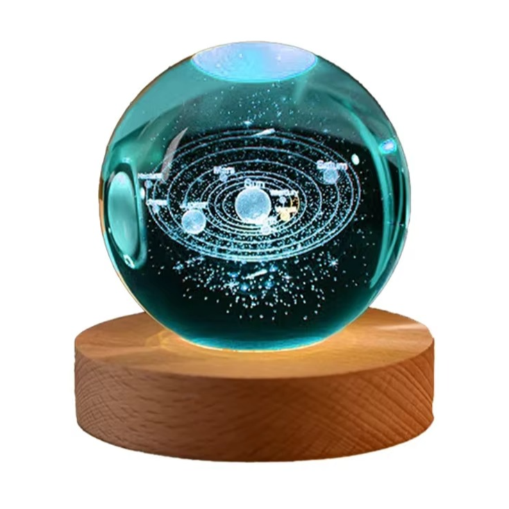 Junips | 2.36 in RGB Crystal Ball Night Light with Milky Way and Moon - Cosmos-Inspired Bedside Decoration