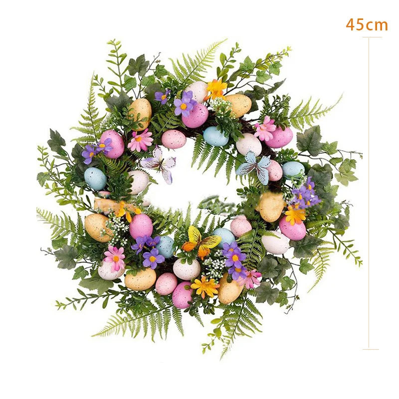 Junips | 5 Style Bow Ribbon Easter Egg Wreath Easter Egg Garland Door Ornaments Wall Decor Happy Easter 2023 Decor for Home Kids