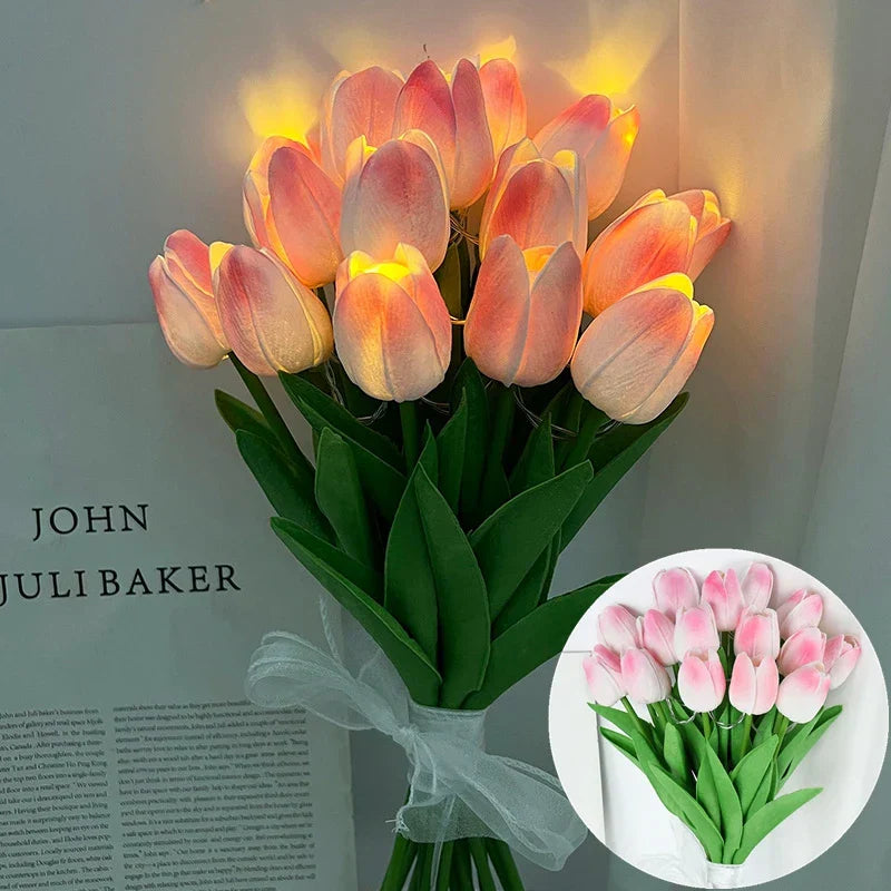 Junips | LED lamp with artificial tulip bouquet perfect for gifts or as wedding party home decorations