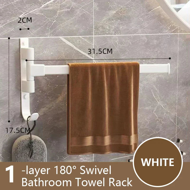 Junips | Bathroom Towel Holder Rotatable Towel Rack Space Aluminum 1/2/3/4/5-Bar Towel Holder Kitchen Shelf Kitchen Hanging Shelf Wall Mounted