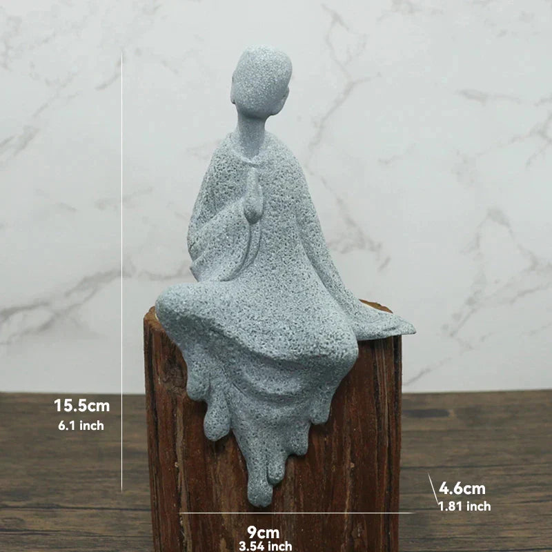 Junips | Buddha Stone Statue Small Buddhist Monks Tibetan Buddhism Figures Zen Garden Ornament Meditation Home Aquarium Decoration