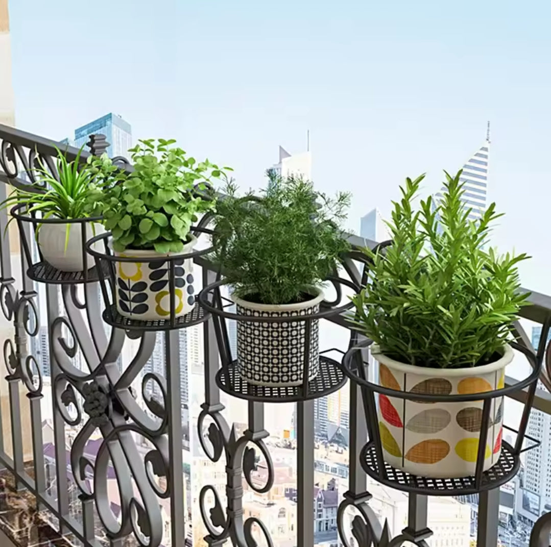 Junips | 3Pc Over the Balcony Flower Pot Holder Black Nov