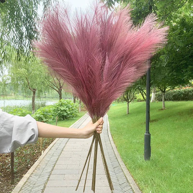 Junips | 5 pieces 100 cm Artificial Pampas Grass Dried Flower Bouquet Wedding Party Decoration Home Room DIY Artificial Plants Decoration Supplies