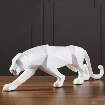Junips | Panther Statue, Animal Figure, Abstract Geometric Style, Resin, Leopard Sculpture, Home Office, Desktop Decoration, Crafts