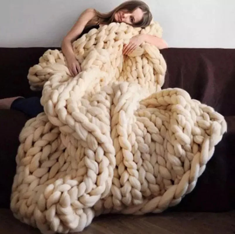 Junips | Chunky Knit Blanket – Cozy Wool Blanket for Every Room – Soft & Warm – Perfect for Sofa and Bed