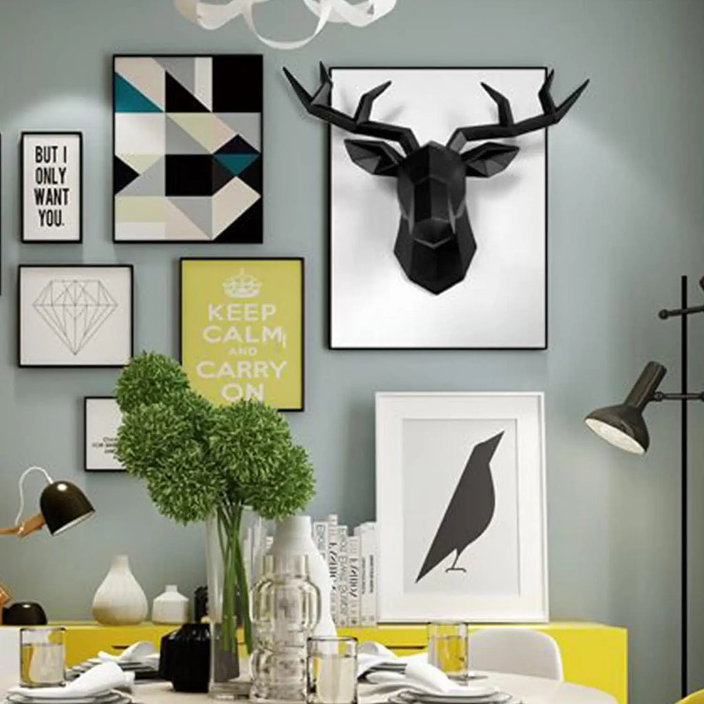 Junips | 3D-Deer Head Sculpture, geometric resin, animal deer head wall decoration, modern home decor, luxurious decorative wall decor