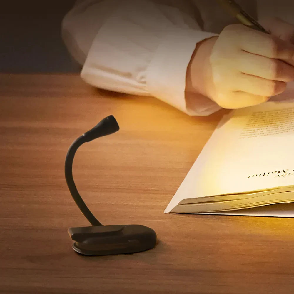 Junips | Mini Book Light - Portable Clip-On Night Light with USB Charging, Dimmable LED for Bedroom, Eye Protection, and Camping - 360° Flip Clip Book Lamp