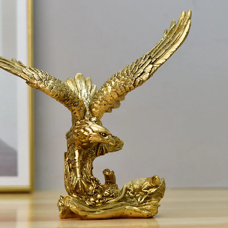 Junips | Resin Golden Eagle Statue Art Animal Model Collection Ornament Home Office Desk Feng Shui Decor Figures simple