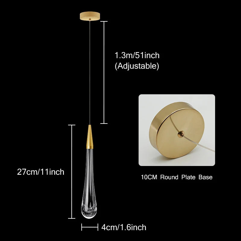 Junips | Crystal LED Pendant Lights: Perfect for Bedroom, Dining Room, Bar - Water Drop Chandelier, Stair Lamp for Interior Decoration