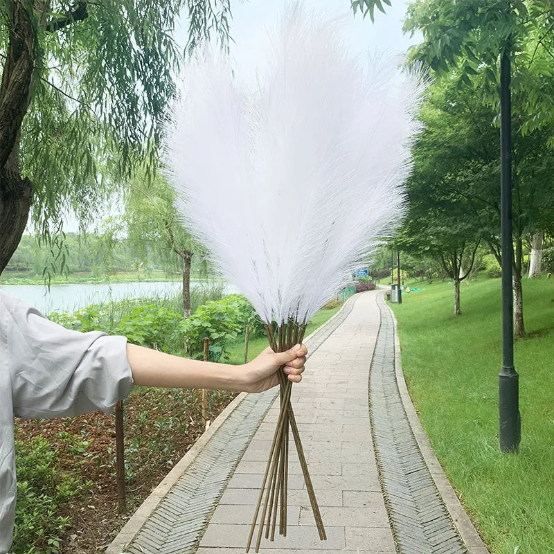 Junips | 5 pieces 100 cm Artificial Pampas Grass Dried Flower Bouquet Wedding Party Decoration Home Room DIY Artificial Plants Decoration Supplies