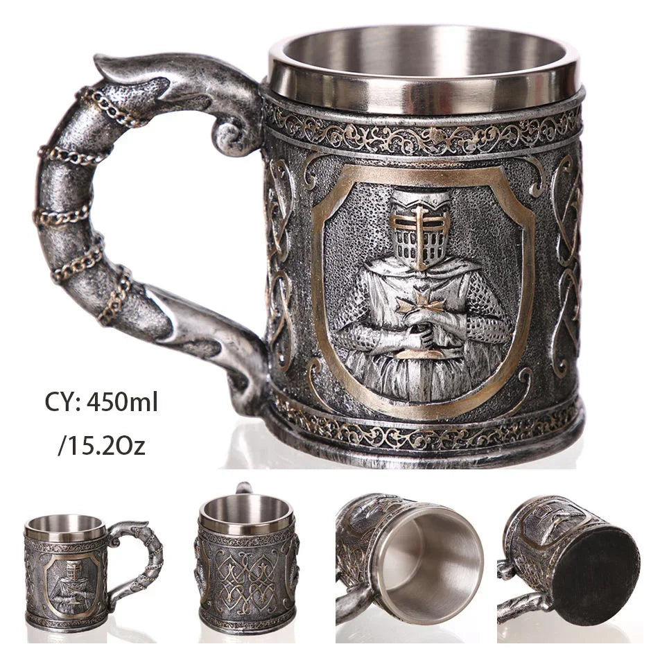Junips | Medieval Dragon Resin Stainless Steel Mug as Coffee Mug or Tea Mug