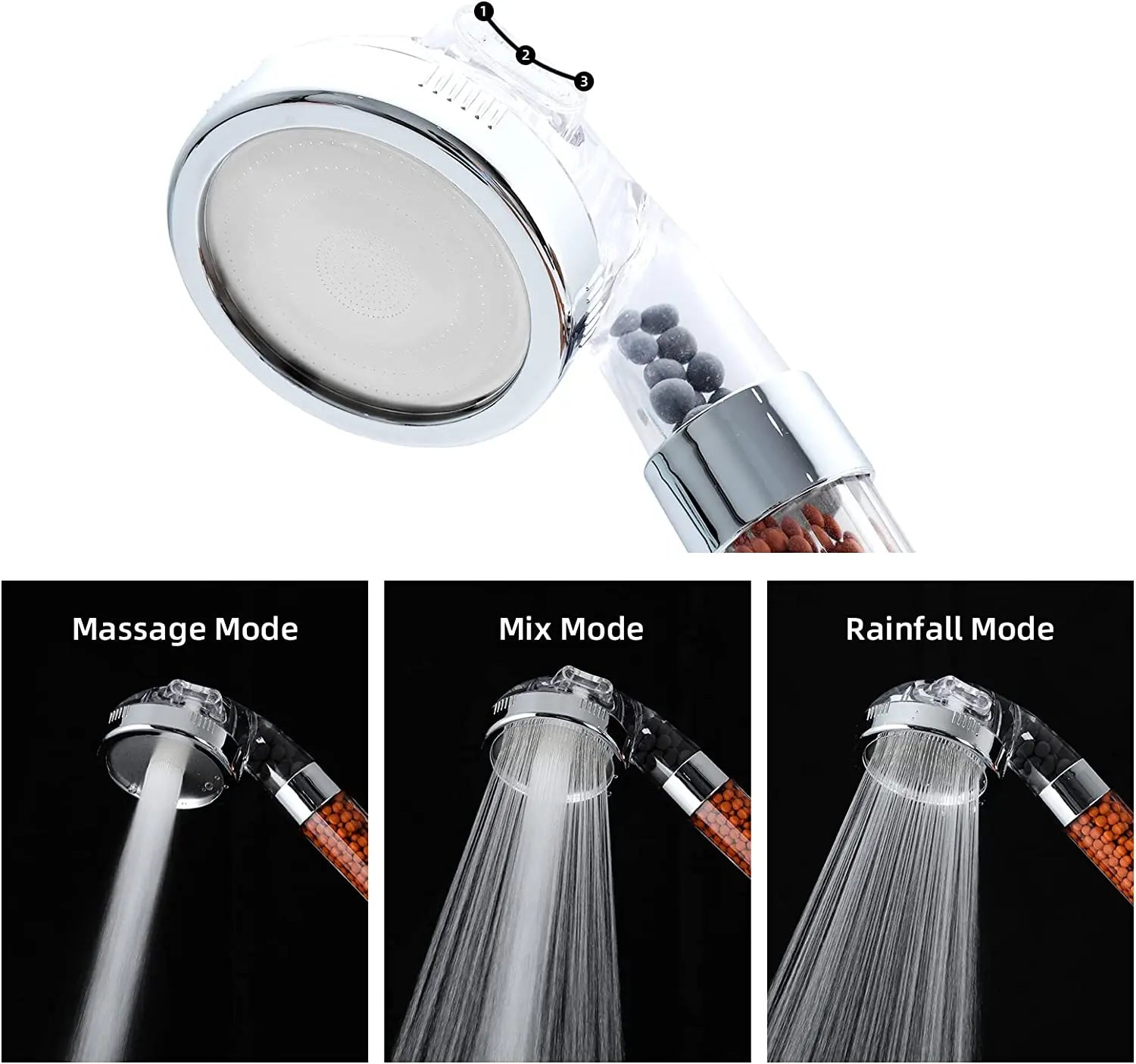 Junips | High Pressure Water-Saving Shower Head with Filter - AquaGlow
